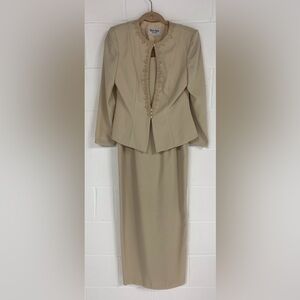 Ivory Vintage Dress w/ Matching Beaded Bolero Jacket Women’s Size 8P By Nah Nah